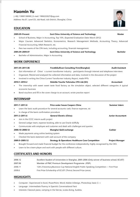 An Audit Assistant resume