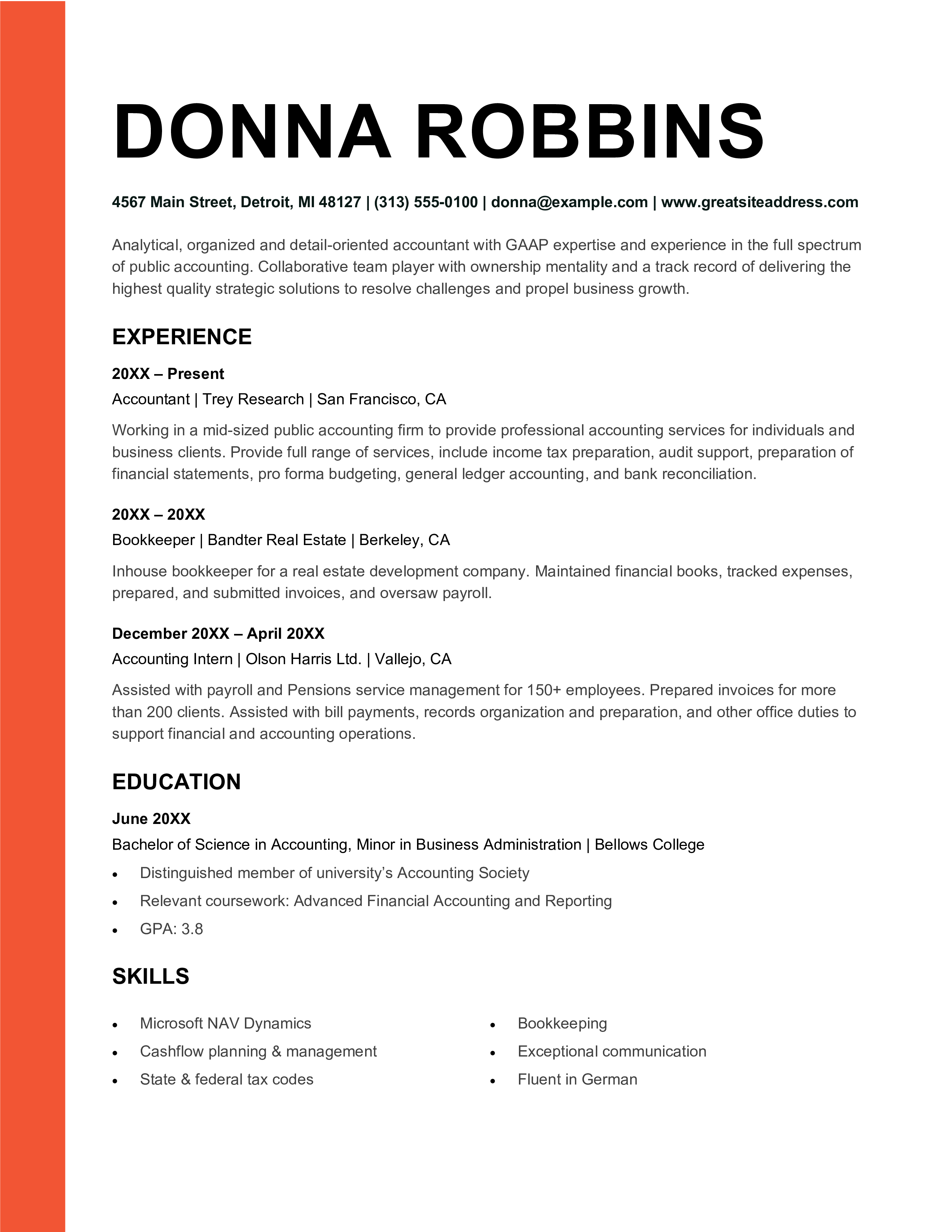 A professional for accountant resume