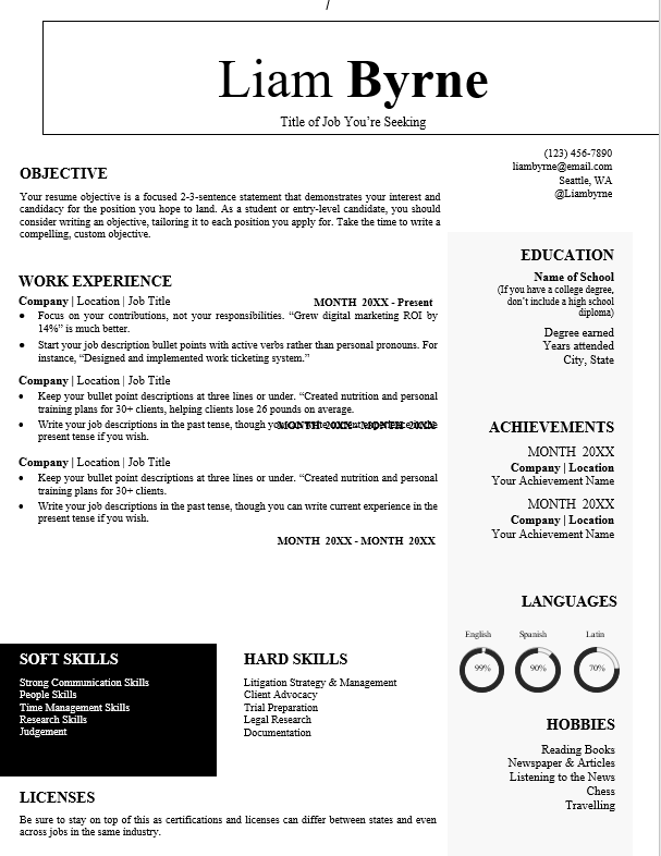 Results-driven and detail-oriented lawyer resume