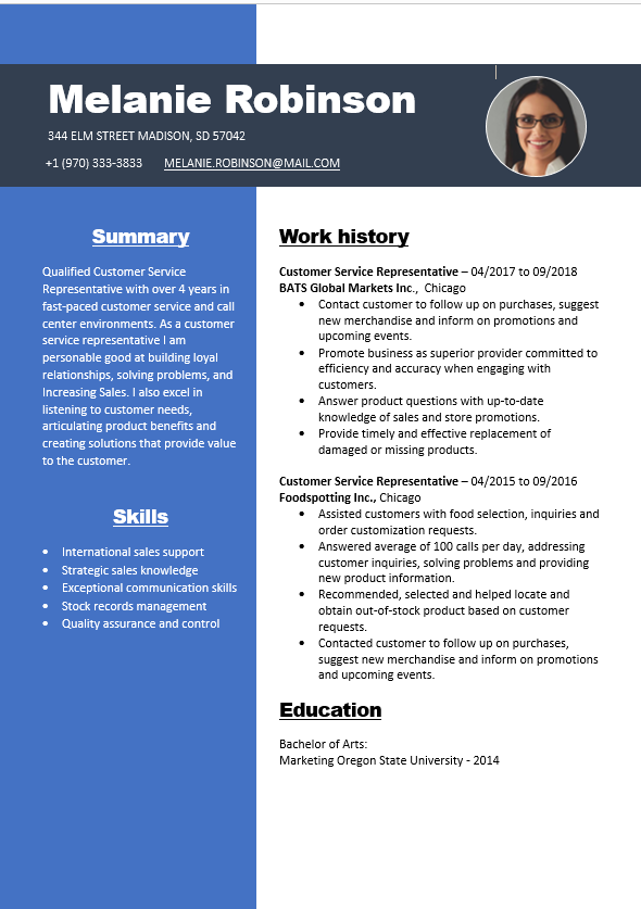 Customer Service Representative CV