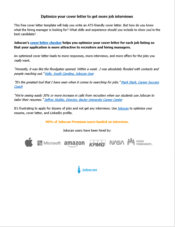 A clear and compelling cover letter