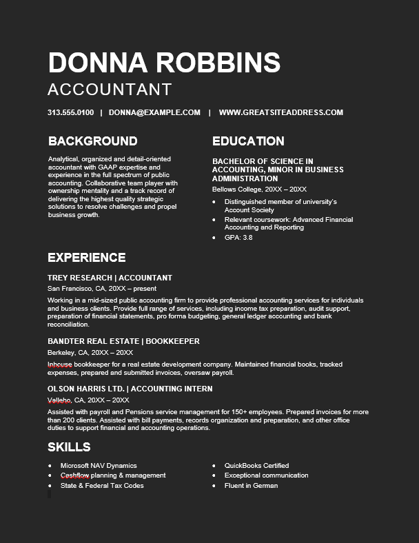 Analytical and detail-oriented accountant resume