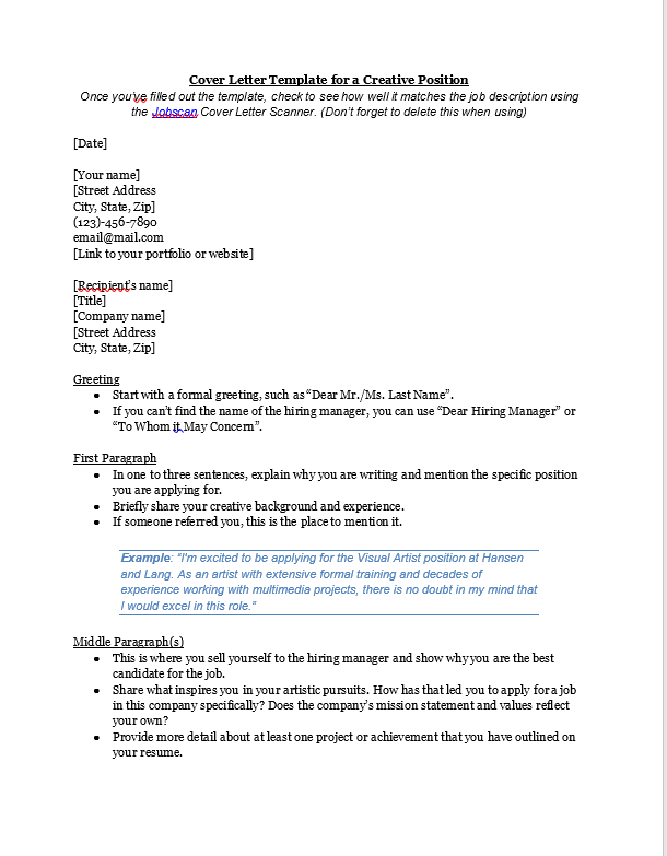 Creative Cover Letter