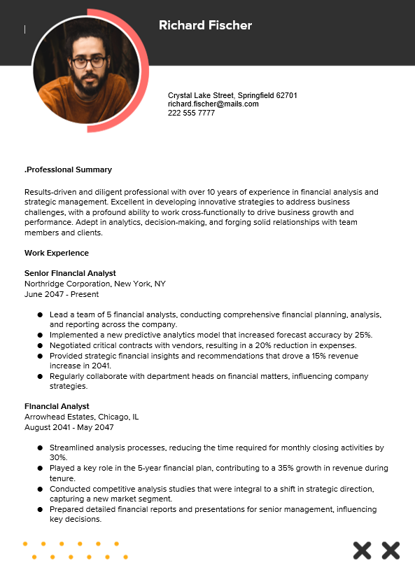 Results-driven finance professional cv
