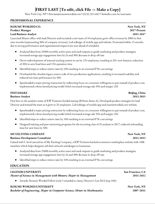 Results-driven Product Manager resume