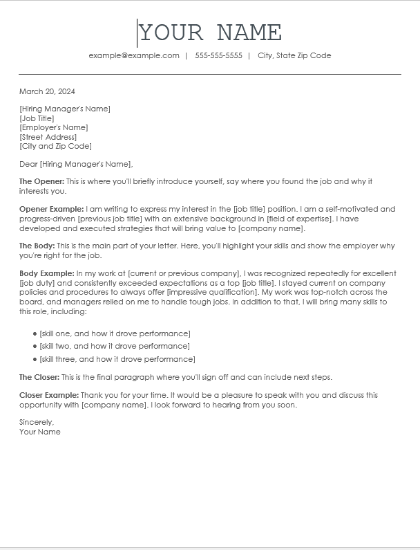 Cover letter Template