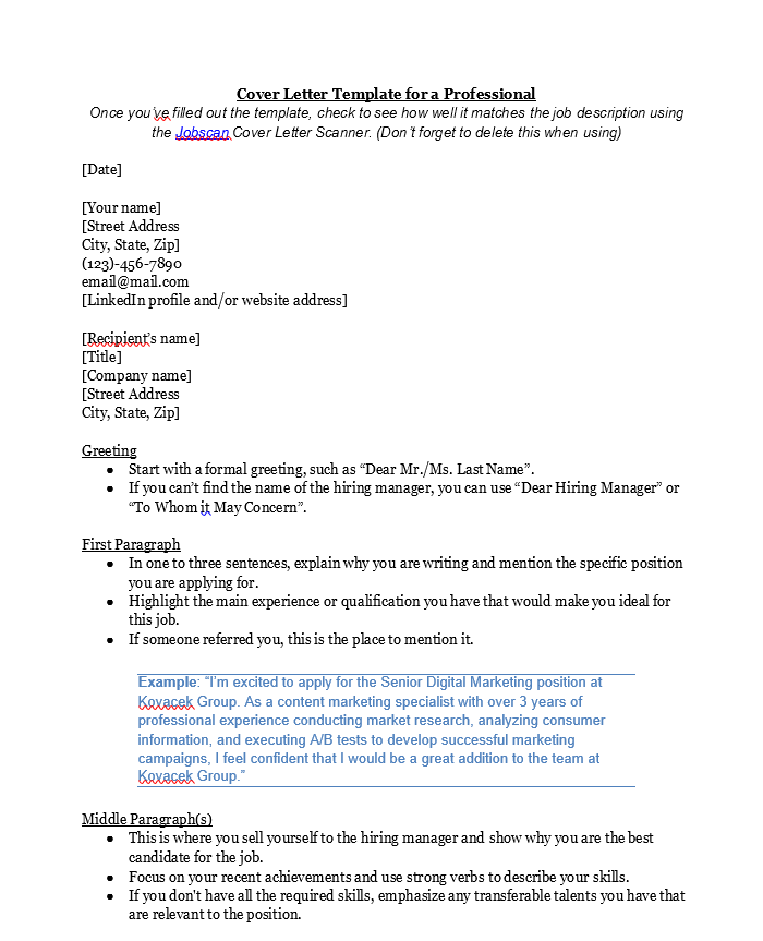 A clear, structured, and instructional template