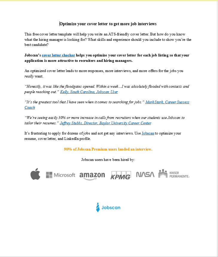 A focused and persuasive cover letter