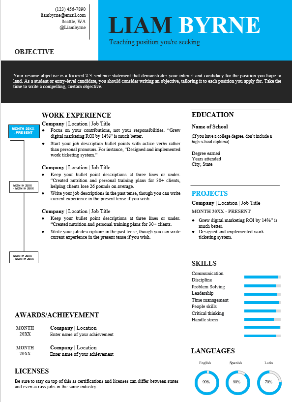 Dedicated and student-focused teacher resume